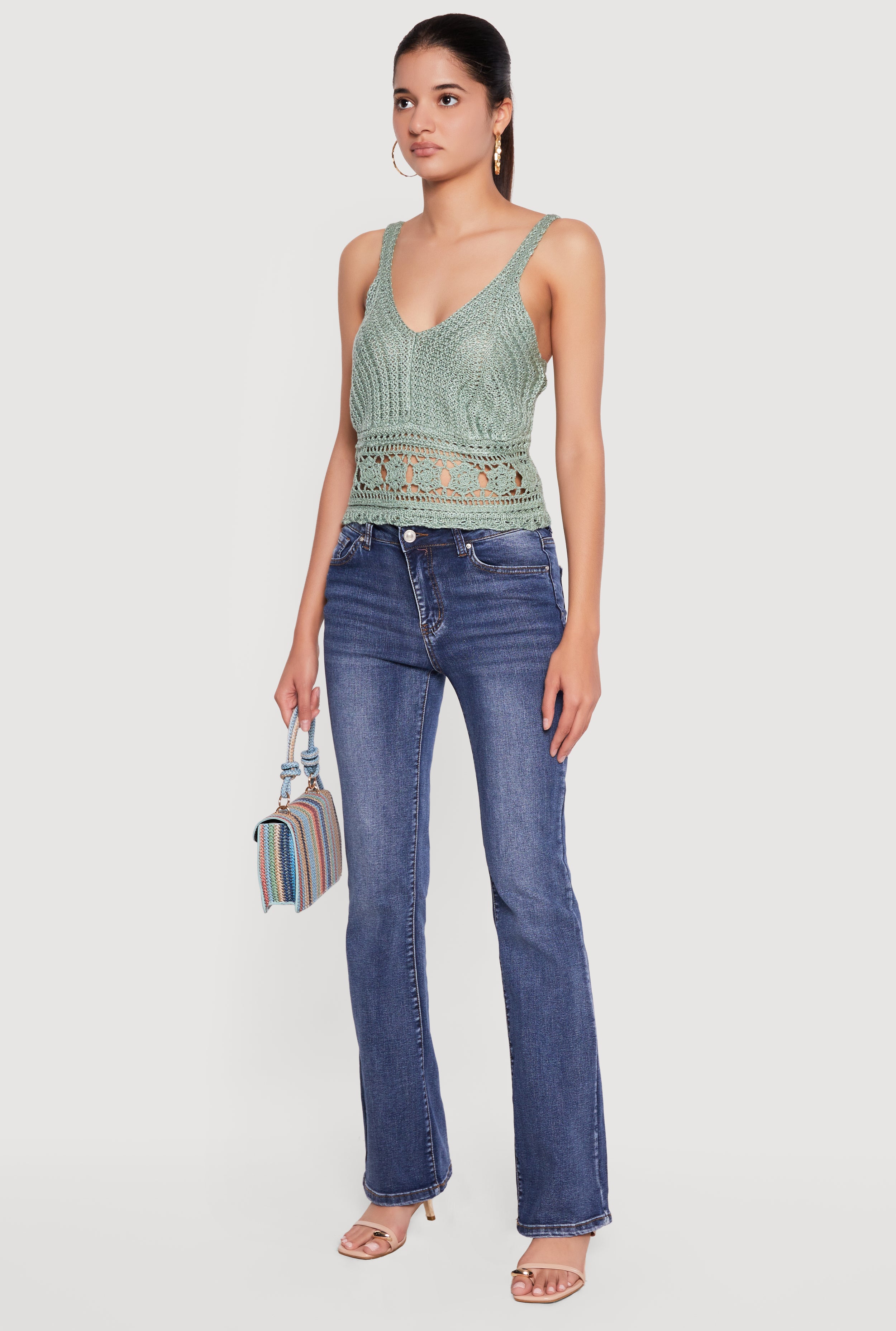 Sleeveless V Neck Crochet Top - Image 3