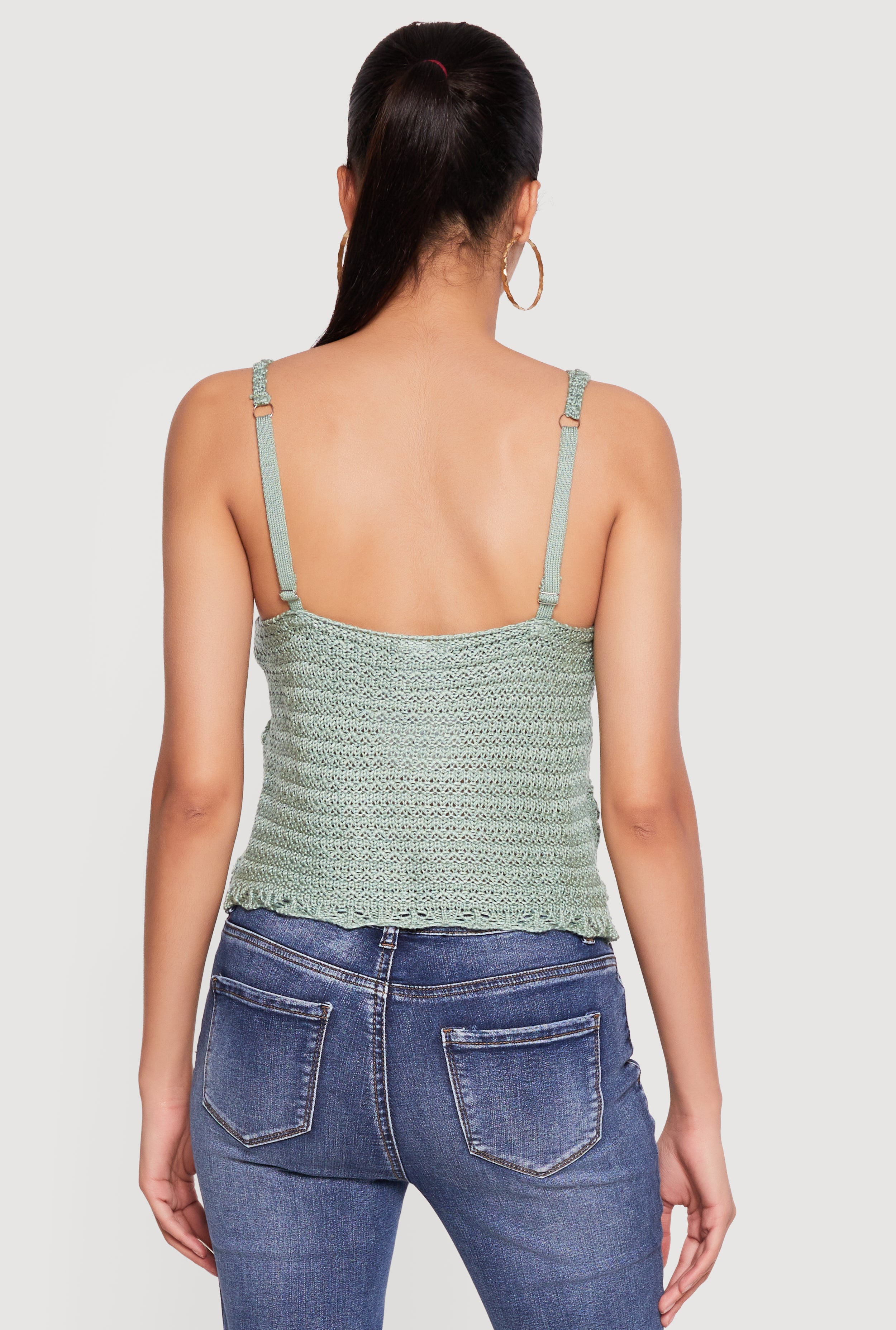Sleeveless V Neck Crochet Top - Image 5