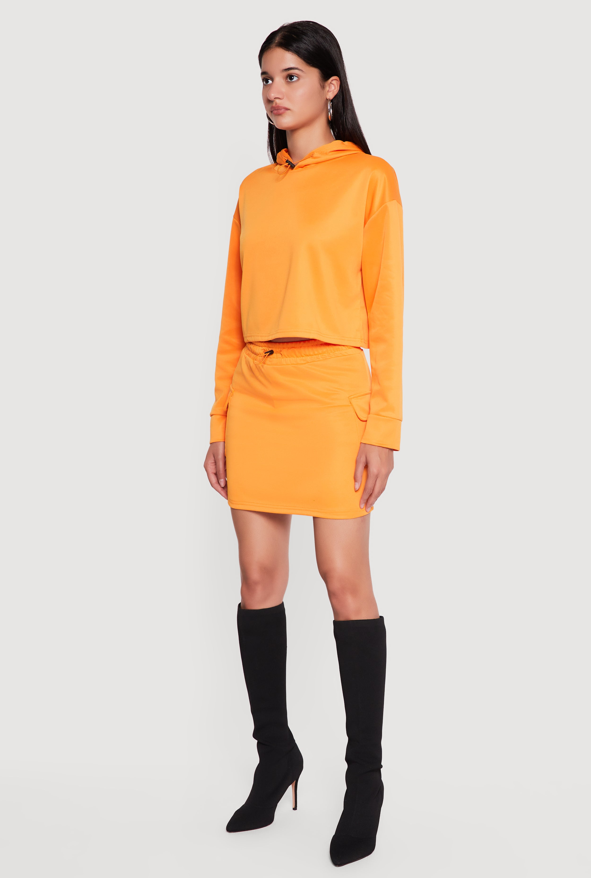 High Waisted Toggle Drawstring Mini Cargo Skort - Image 2