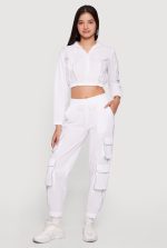 Nylon Drawstring Waist Utility Joggers