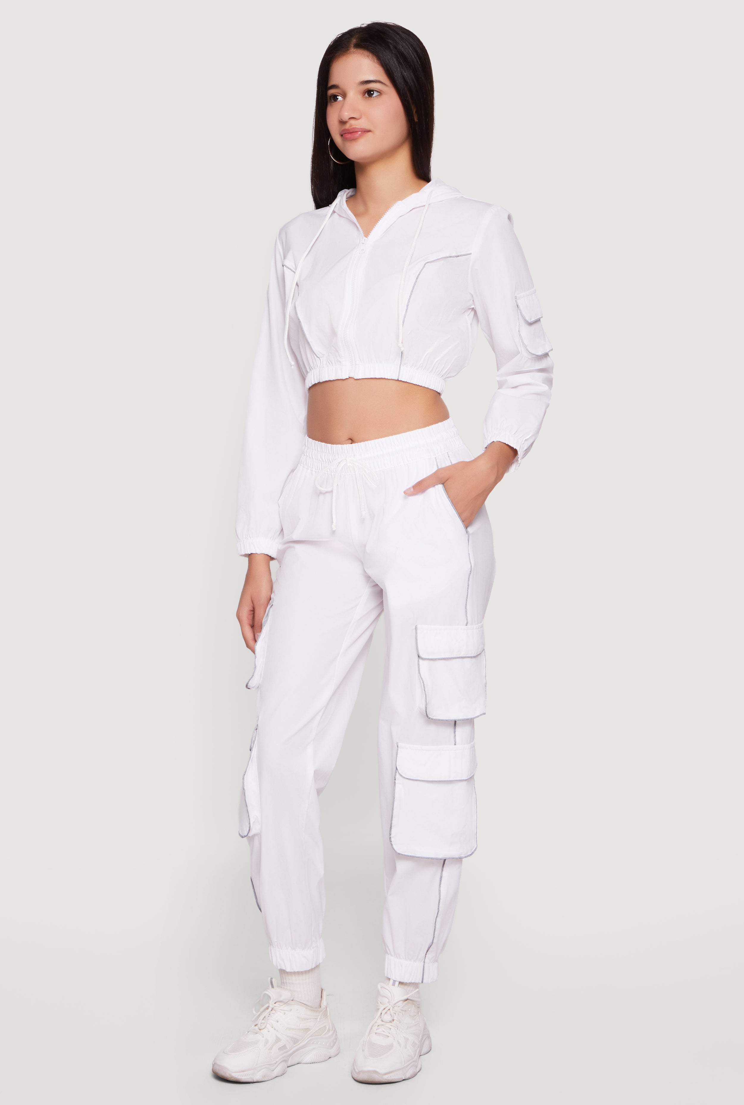 Nylon Drawstring Waist Utility Joggers - Image 2
