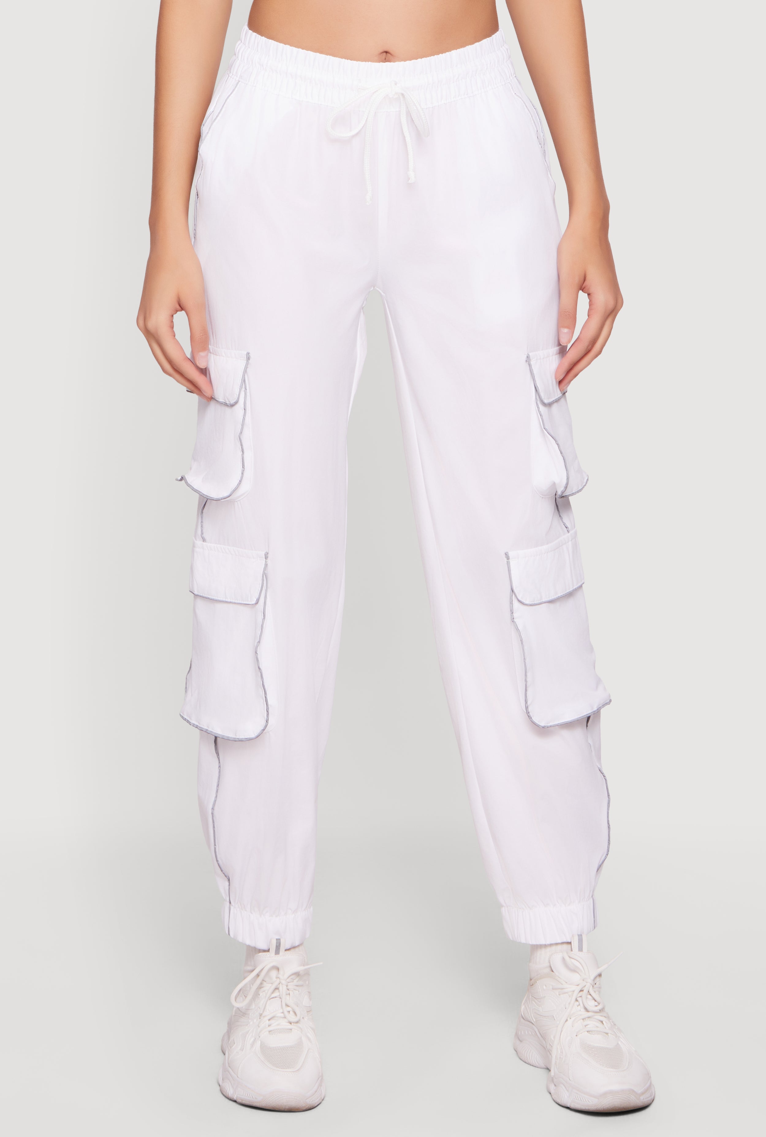 Nylon Drawstring Waist Utility Joggers - Image 3