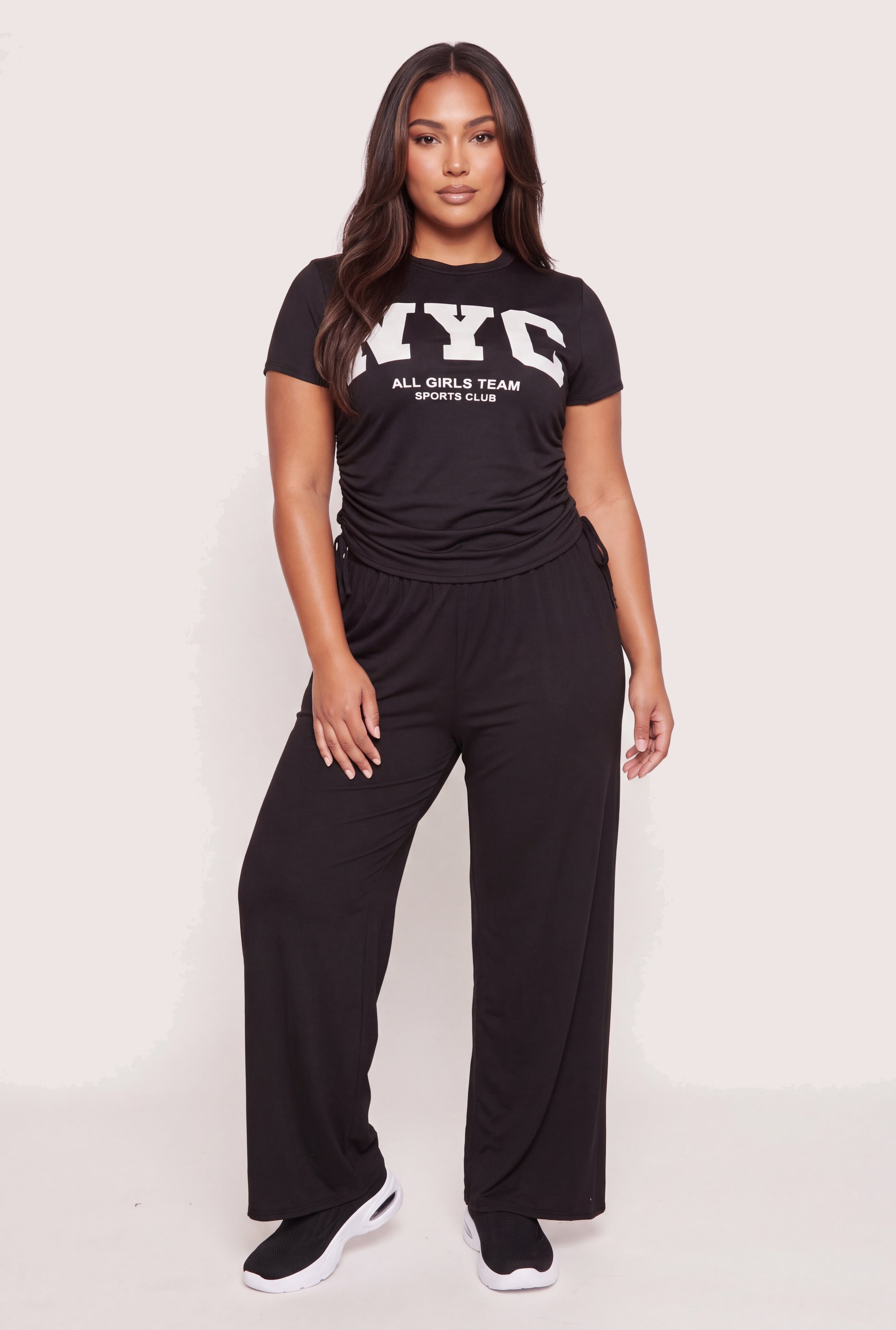 Plus Size Wide Leg High Waisted Pants