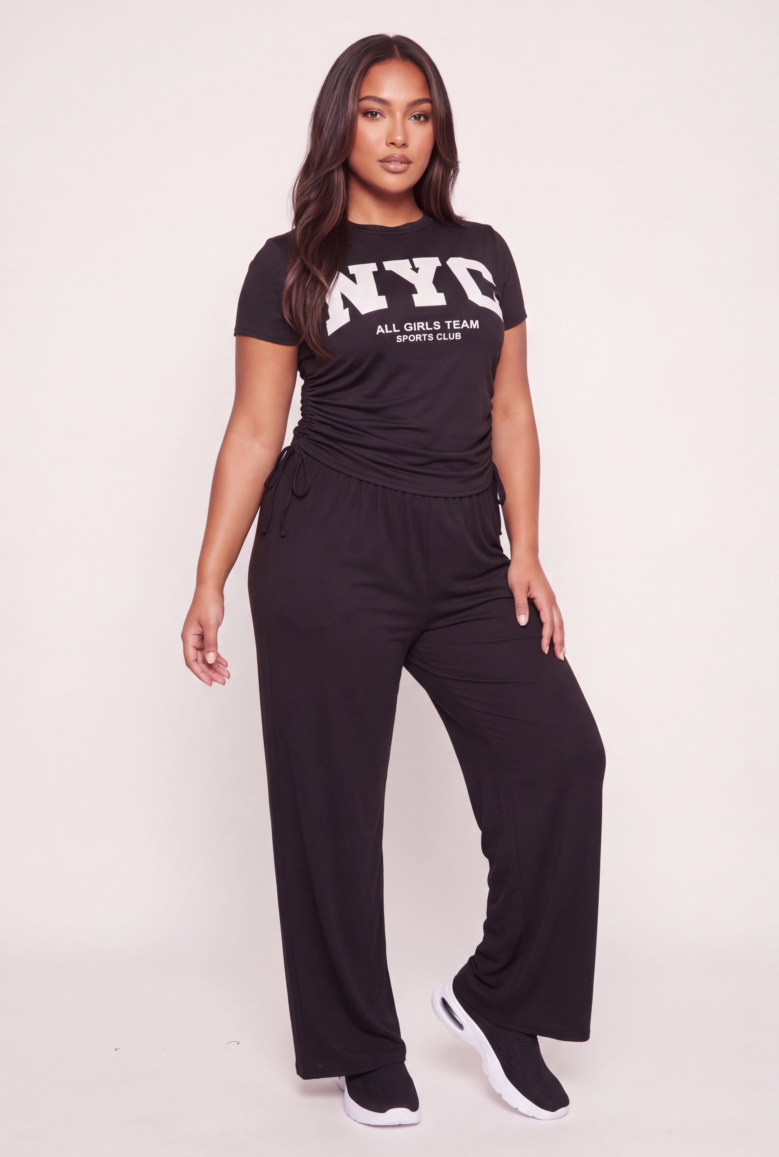 Plus Size Wide Leg High Waisted Pants - Image 2